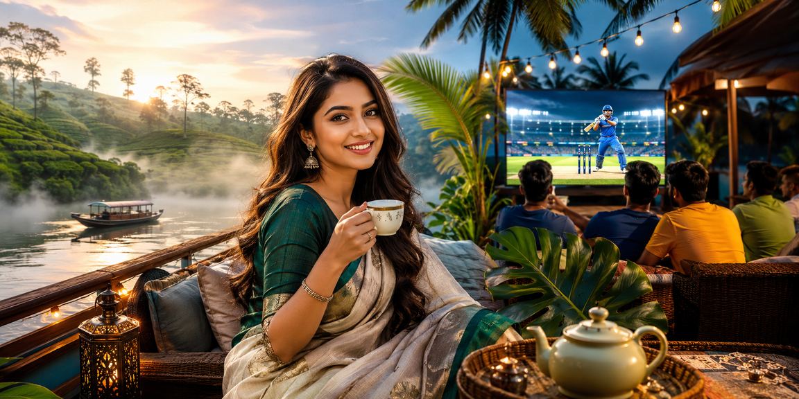 সিলেটের চা বাগানে একজন ব্যবহারকারী মোবাইলে cl 10 ক্রিকেট বেটিং পেজ ব্রাউজ করছেন
